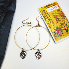 Load image into Gallery viewer, ED HARDY Earrings / Skull Hoop Earring In Base Metal