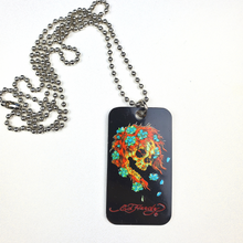 Load image into Gallery viewer, ED HARDY Necklace / Black Ghost Skull Color Dog Tag