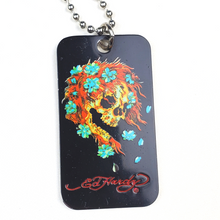 Load image into Gallery viewer, ED HARDY Necklace / Black Ghost Skull Color Dog Tag