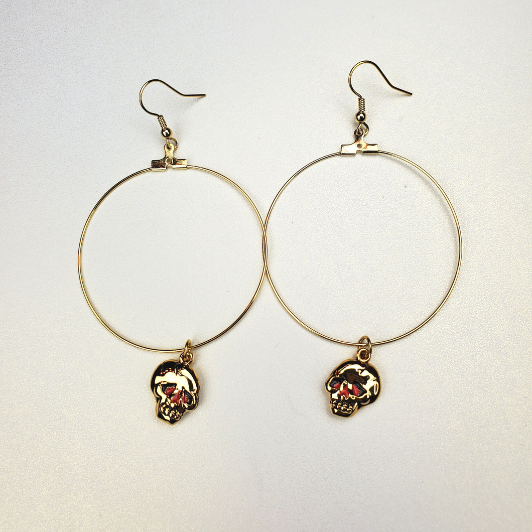 ED HARDY Earrings / Skull Hoop Earring In Base Metal