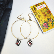 Load image into Gallery viewer, ED HARDY Earrings / Skull Hoop Earring In Base Metal
