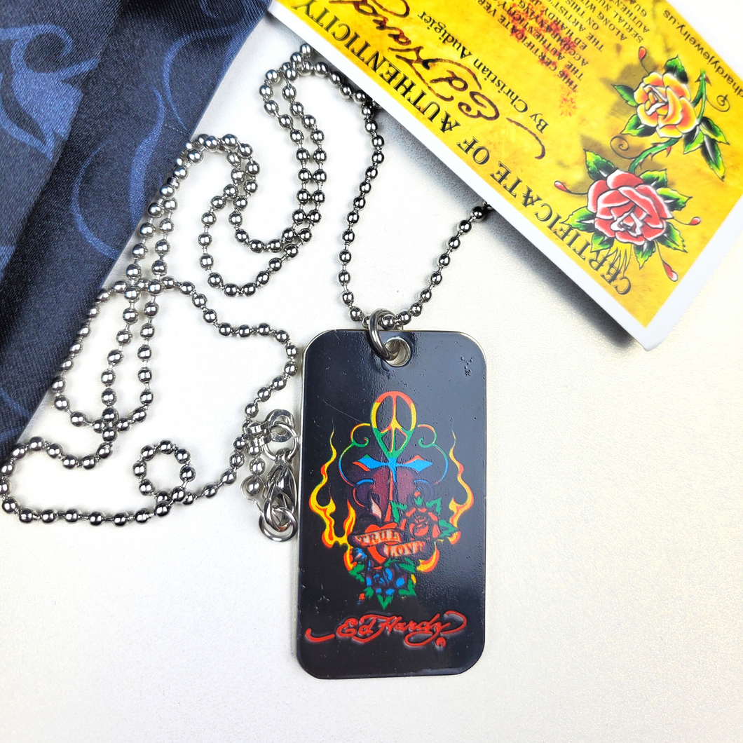 Ed hardy 2025 dog tag necklace