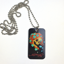 Load image into Gallery viewer, ED HARDY Necklace / Black Ghost Skull Color Dog Tag
