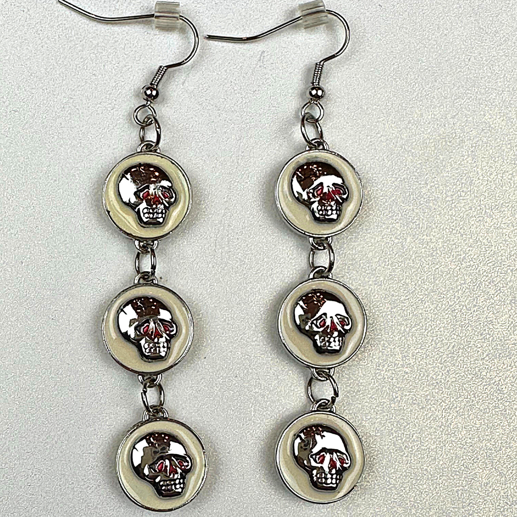 ED HARDY Earrings / Triple Skull Earring In Base Metal