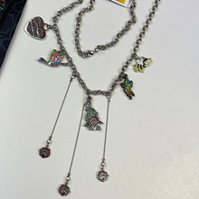 Load image into Gallery viewer, ED HARDY Necklace / Triple Rose Drop Necklace
