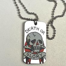 Load image into Gallery viewer, ED HARDY Necklace / Death Or Glory Single Dog Tag With Skull
